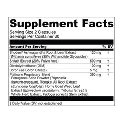 Nutrition facts and dosage information for T-Hero Platinum