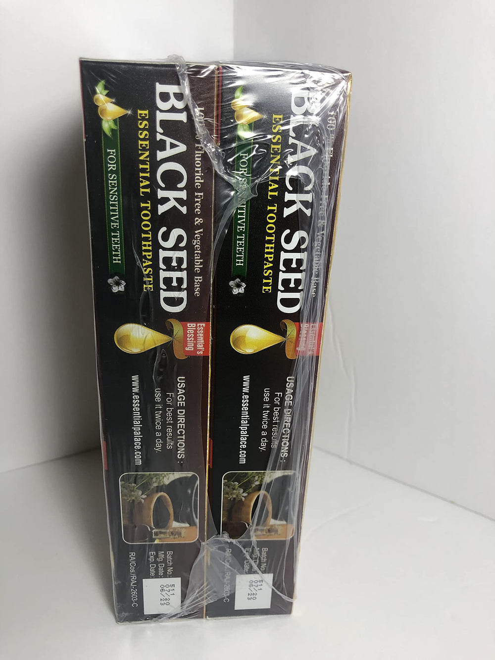 Six toothpaste tubes in the Essential Palace Black Seed Toothpaste 6-pack (6.5oz each)