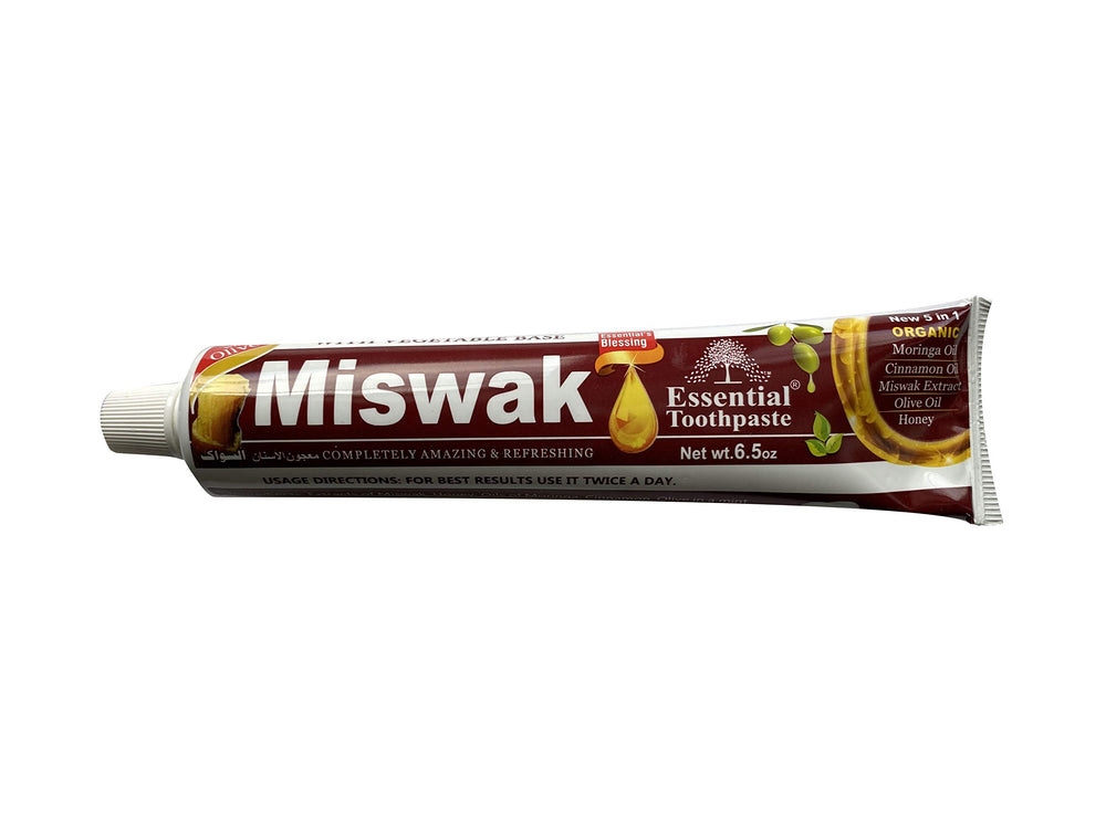 Front view of Essential Palace Miswak Herbal Toothpaste (Pack of 6, 6.5 oz each)