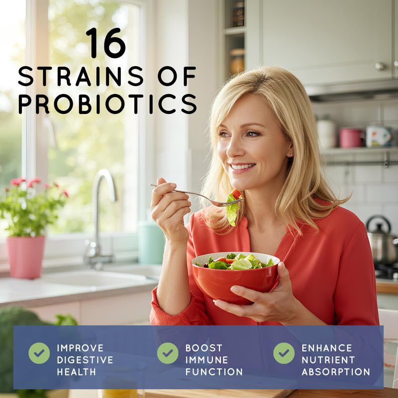Close-up of label highlighting 20 Billion CFU and 16 probiotic strains