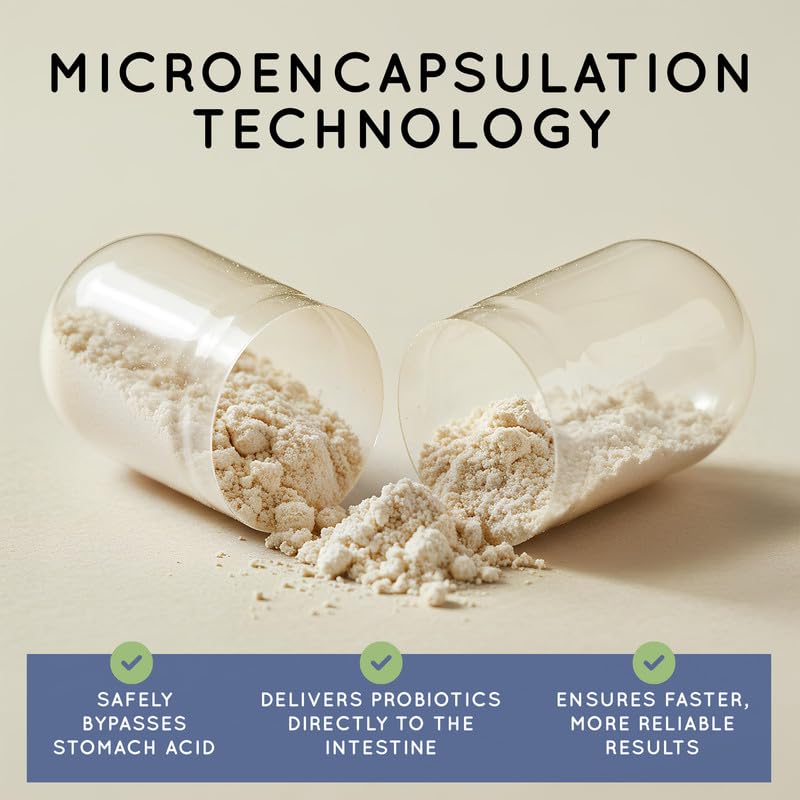 Microencapsulated probiotic capsules illustration