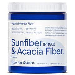 Essential Stacks Sunfiber PHGG and Acacia fiber prebiotic powder packaging