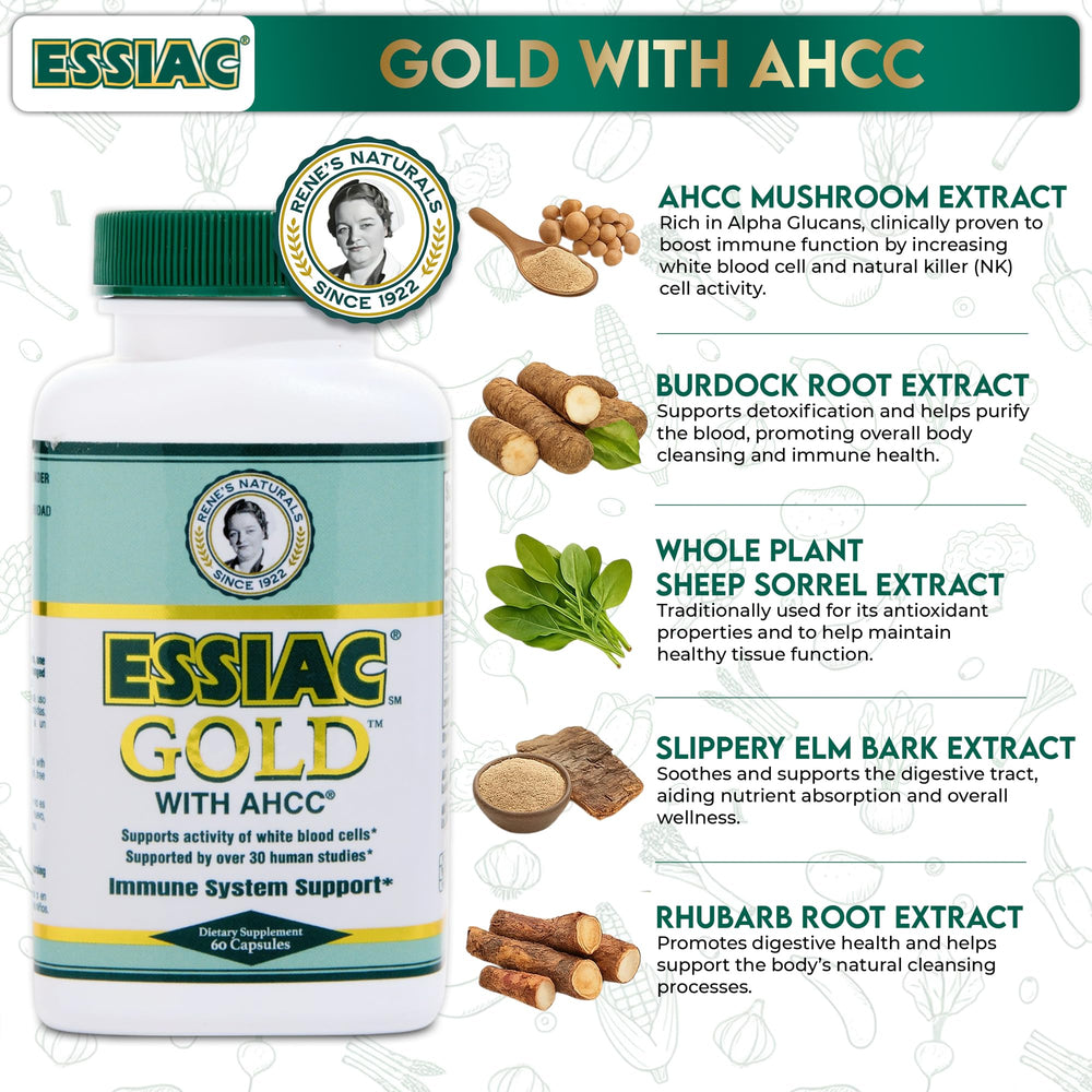 AHCC® supplement bottle beside herbal blend