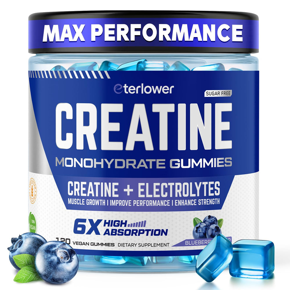 Blueberry eterlower Creatine Monohydrate Gummies bottle