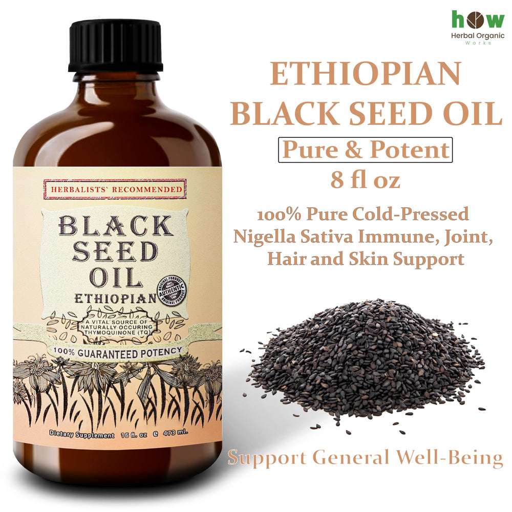 Pouring Ethiopian Black Seed Oil into a spoon
