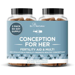 Eu Natural Conception bottle front showing vegan prenatal support for women
