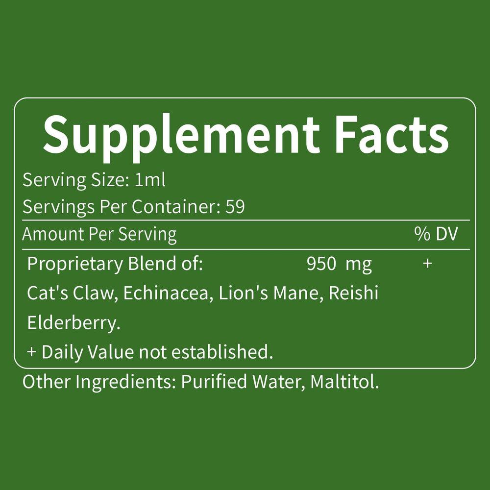 Front view of Eubrition Cat's Claw Immune Support Drops packaging