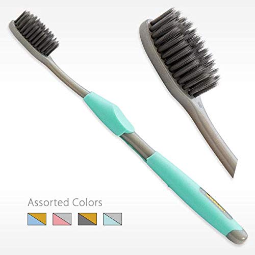 Euro-Tech Toothbrush Pack of 5 Charcoal - 46 tuft bristles close-up