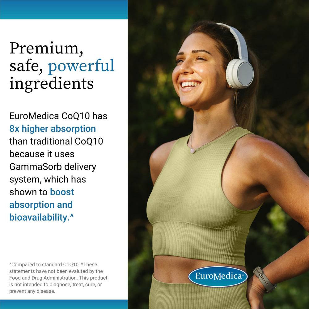 Vegan, allergen-friendly CoQ10 supplement packaging