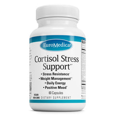 Front view of EuroMedica Cortisol Stress Support bottle