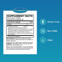Close-up of CuraPro label highlighting curcumin and turmeric essential oil