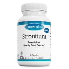 EuroMedica Strontium bone health supplement bottle with 60 vegan capsules