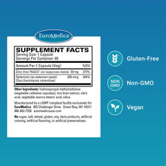 Close-up of bottle label showing Zinc and Selenium