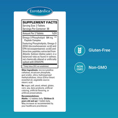 Label of EuroMedica EurOmega-3 bottle showing DHA and EPA