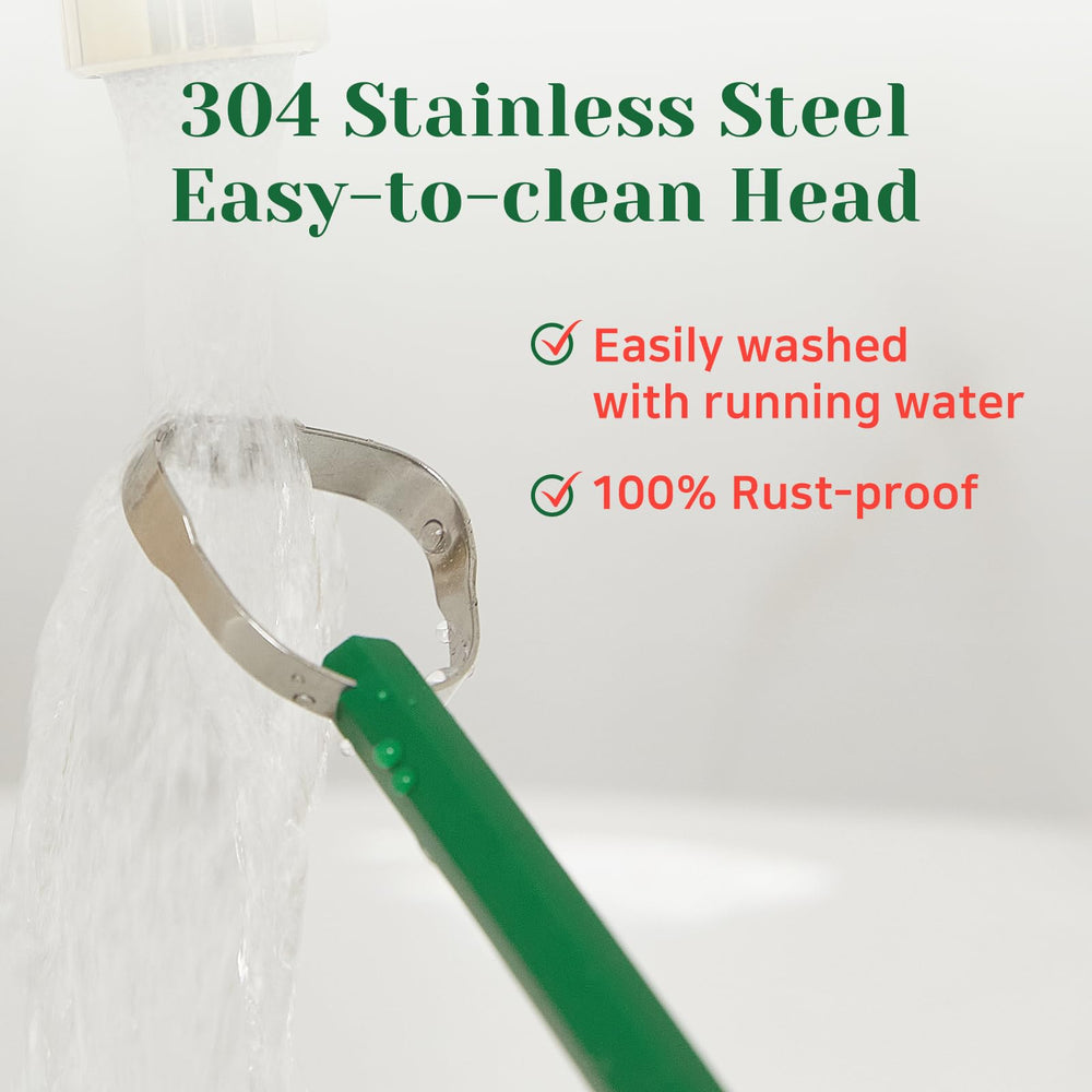 Tongue scraper in use during cleaning