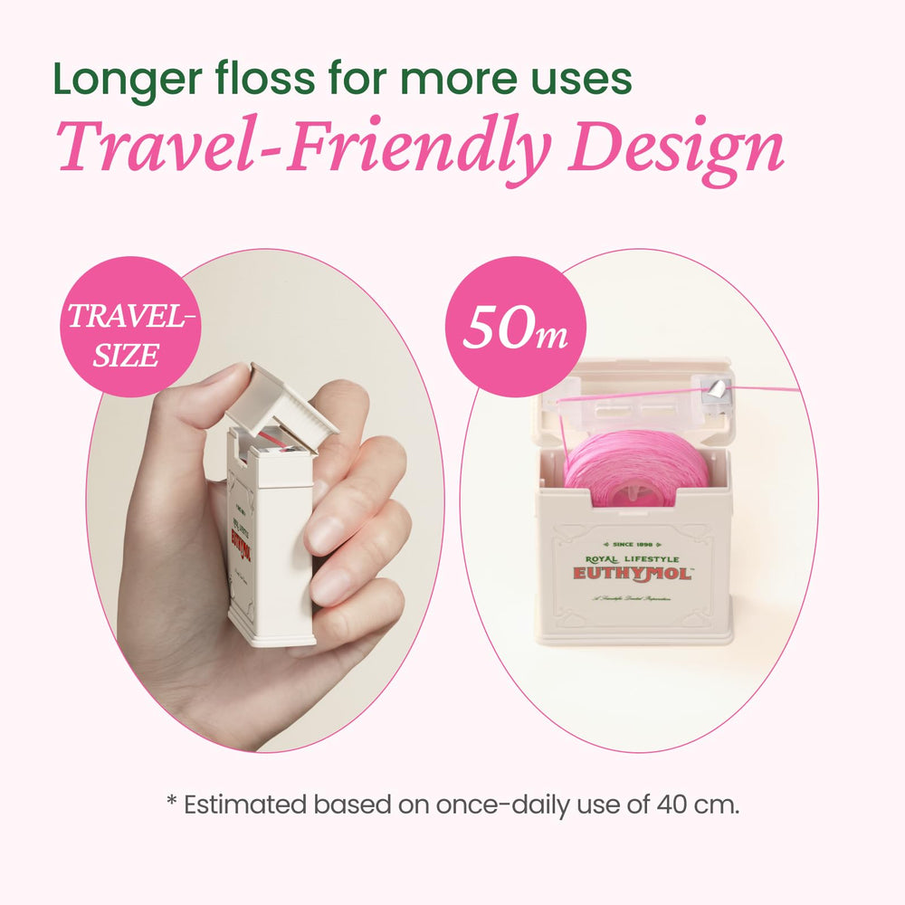 Travel-spool 50m toothbrush floss compact for on-the-go