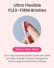 Close-up of bristles for stain removal on Euthymol whitening toothbrush