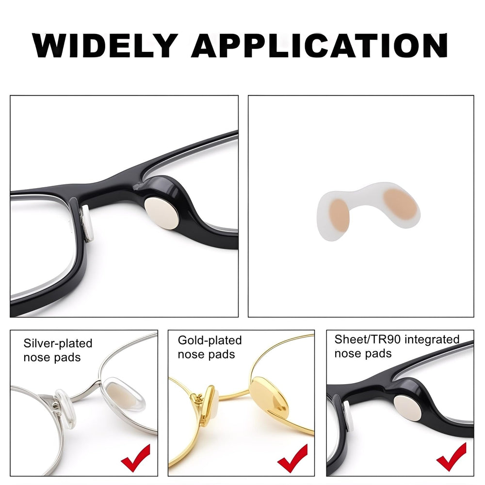 Non-slip replacement nose pads for eyeglasses and sunglasses