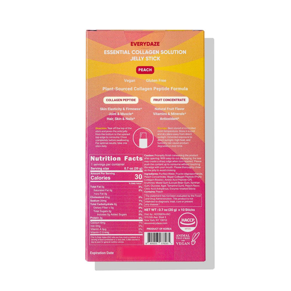 Bundle of 10 packs of EVERYDAZE Collagen Jelly Stick Peach