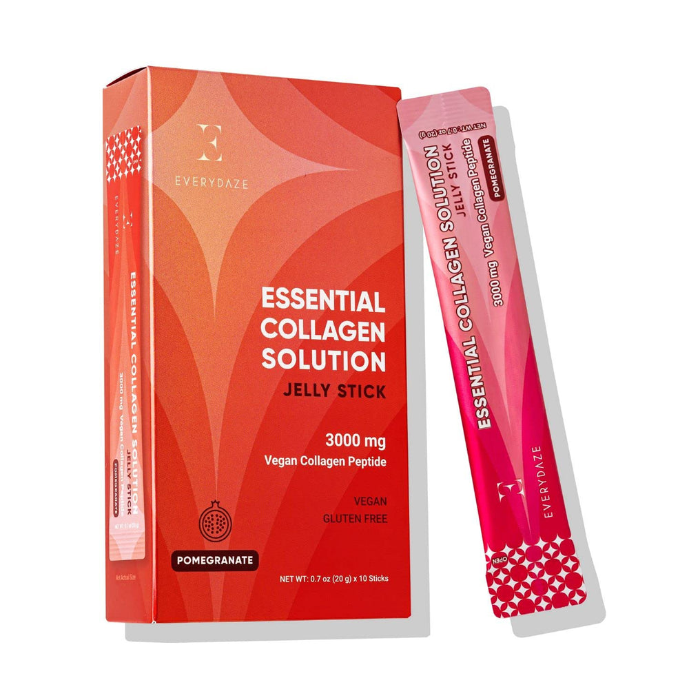 EVERYDAZE vegan collagen jelly stick packaging with Pomegranate flavor