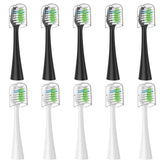 Everystep 10-pack replacement toothbrush heads for AquaSonic Duo and Home Dental Center, black and white heads