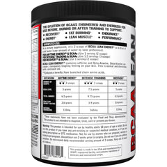 EVL BCAA Lean Energy Powder ingredients panel – Fruit Punch
