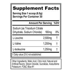 EVL BCAAs Blue Raz packaging and bottle