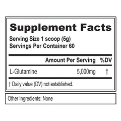 Serving scoop of L-Glutamine powder from EVL Nutrition