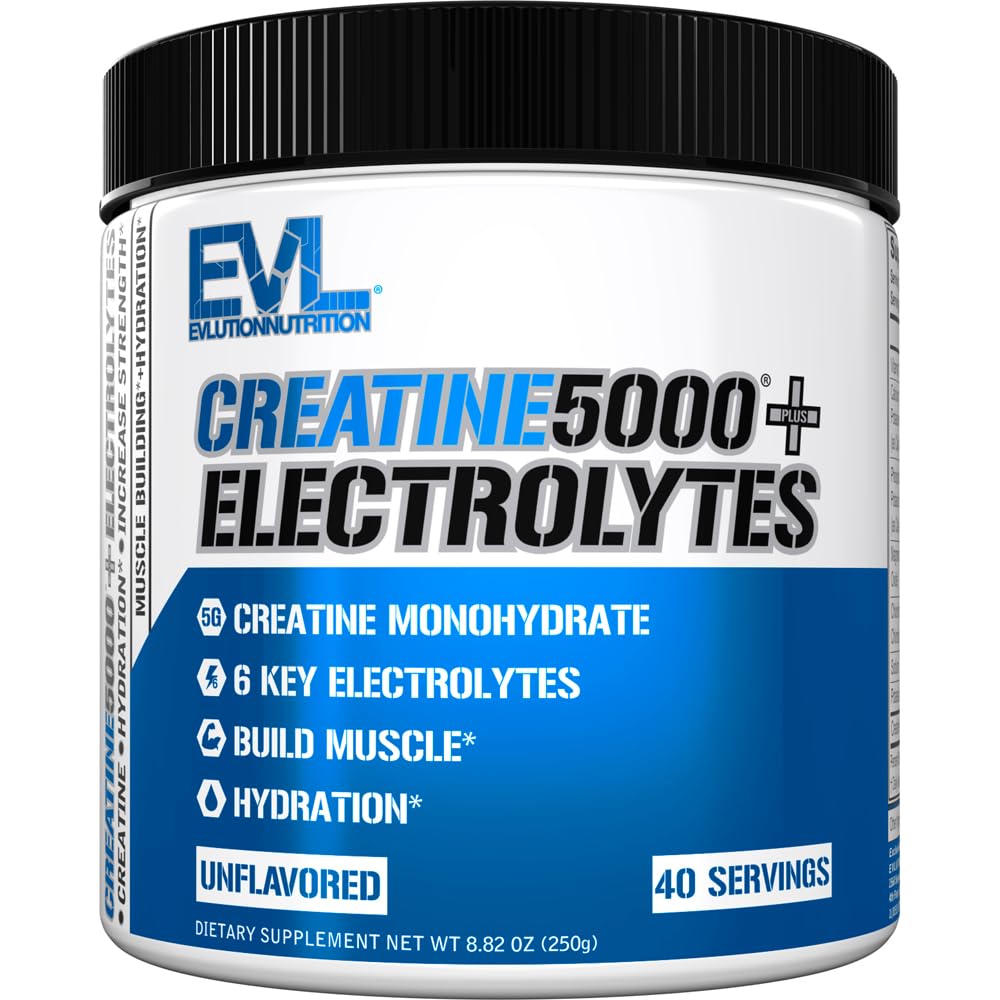 EVL Creatine 5000 + Electrolytes powder canister front label