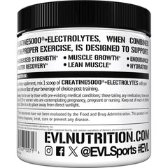 Close-up nutrition facts showing 5g creatine monohydrate per serving