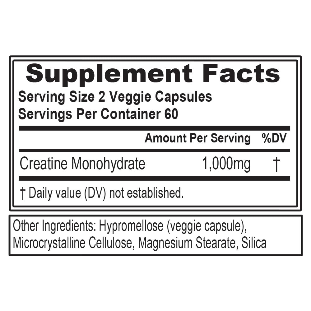 Creatine monohydrate capsules used as a pre-workout supplement