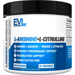 EVLUTION Nutrition L-Arginine + L-Citrulline powder with 2000mg complex on label