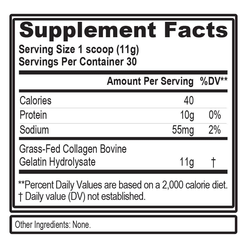 Back panel of Evlution Nutrition Collagen Peptides Powder bottle