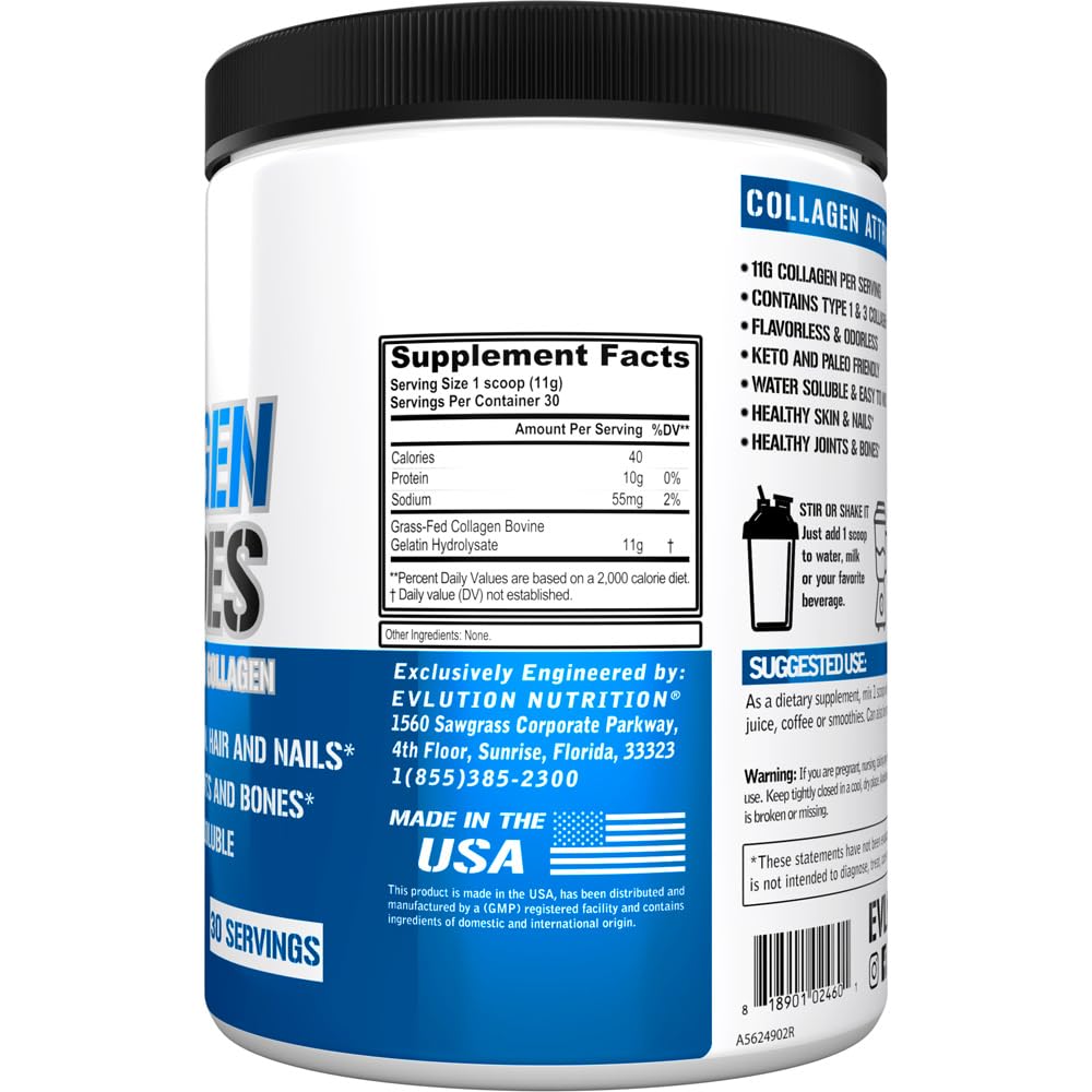 Unflavored collagen peptides powder dissolving in water