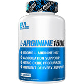Evlution Nutrition Nitric Oxide Booster bottle highlighting L-Arginine for pumps