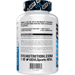 Label showing EPA and DHA content and molecularly distilled omega-3