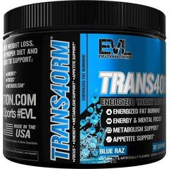 Nutritional information label for Trans4orm Blue Raz