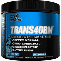 Evlution Trans4orm Thermogenic Fat Burner Powder Blue Raz tub