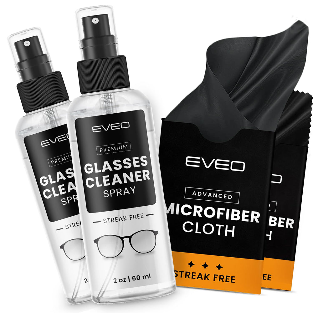 EVEO Glasses Cleaner Spray bottle with microfiber cloth