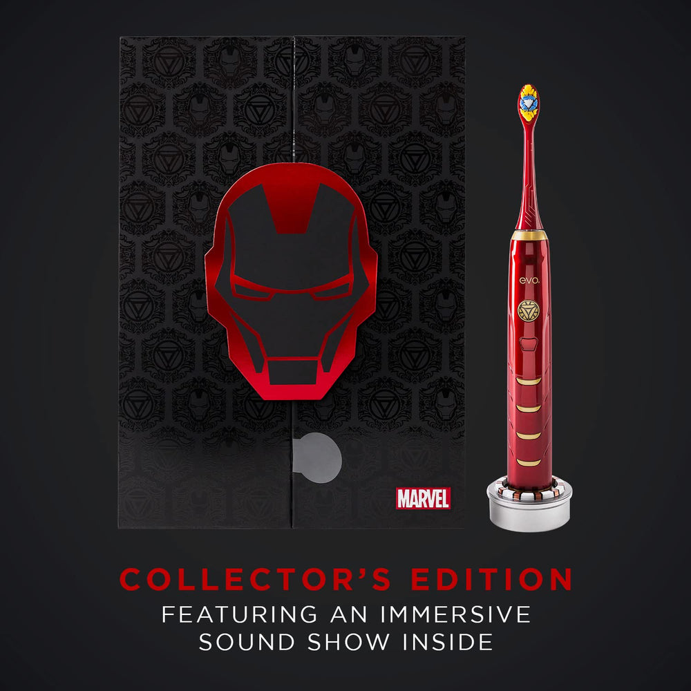 Product packaging featuring Marvel Iron Man and Stark Industries branding