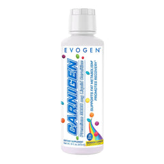 Evogen Carnigen Liquid bottle featuring Rainbow Candy flavor for non-stimulant fat metabolism support.
