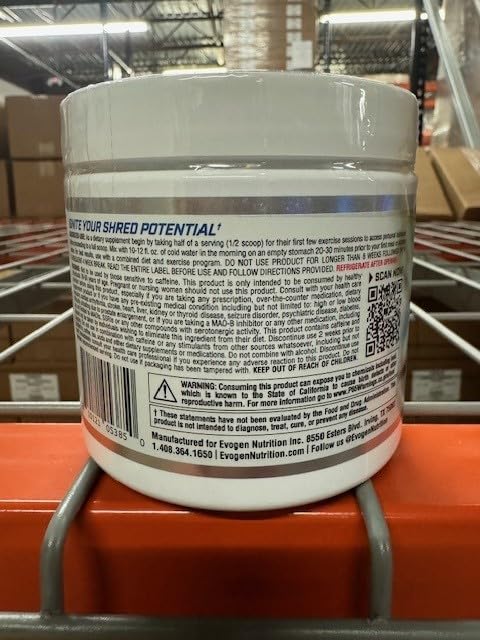 Evogen Evoburn tub back displays ingredients and usage guidance