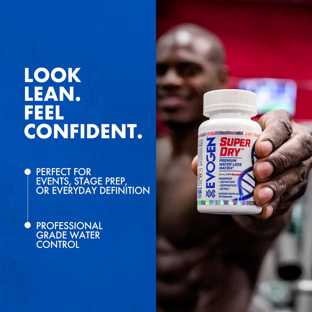 Evogen Super Dry beach-ready lifestyle scene suggesting potential definition enhancement