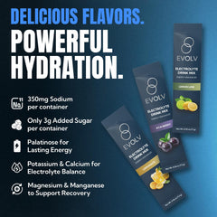 EVOLV Electrolytes packet dissolving in water for instant hydration.