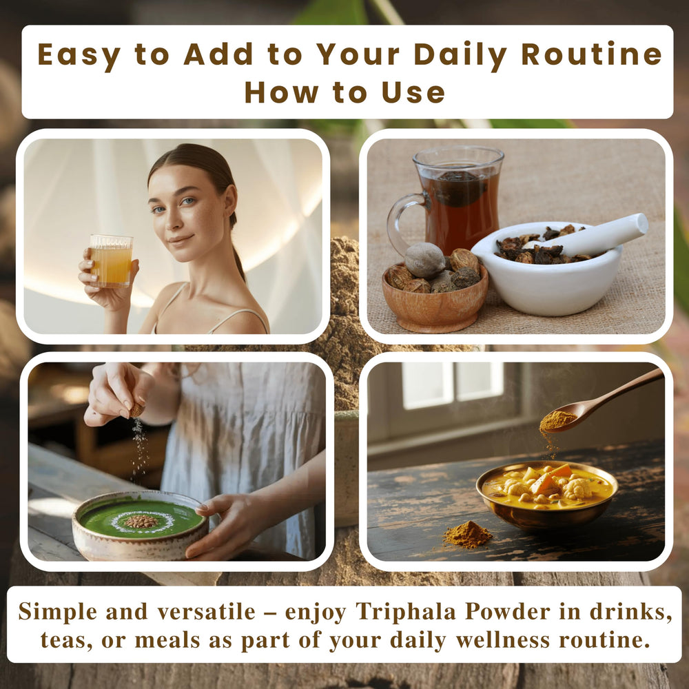 Measuring scoop with Triphala powder