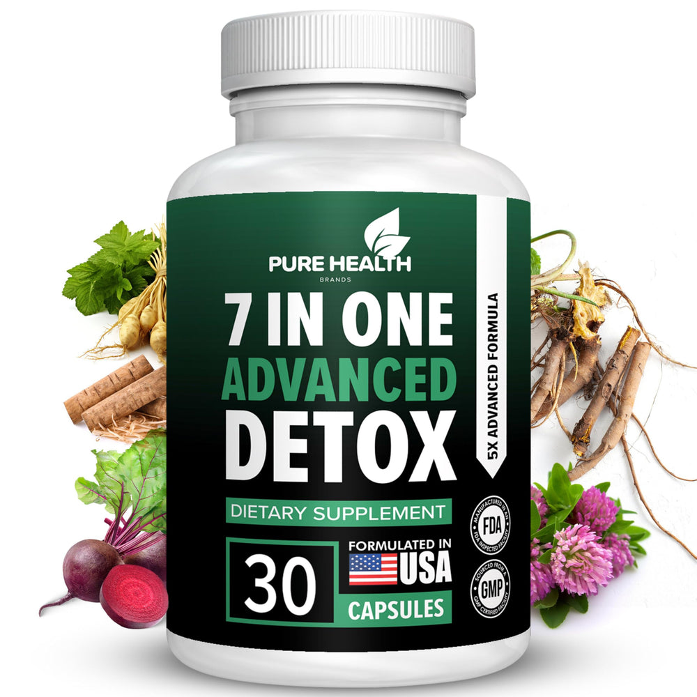 Bottle label for Extra Strength 7-in-1 Detox supplement