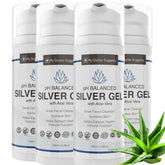 Front view of Extra Strength Colloidal Silver Gel 30ppm with Aloe in a 4-pack bottle