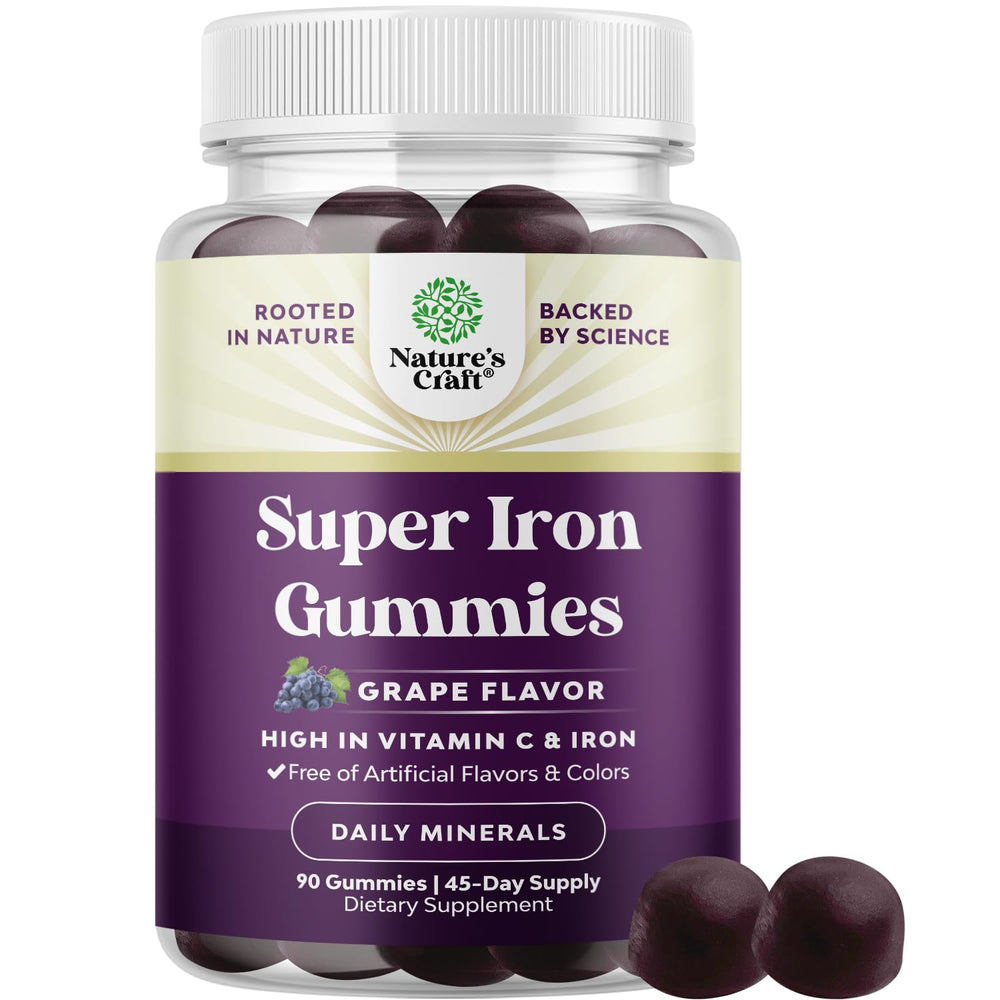 Bottle of extra strength iron gummies for women and men