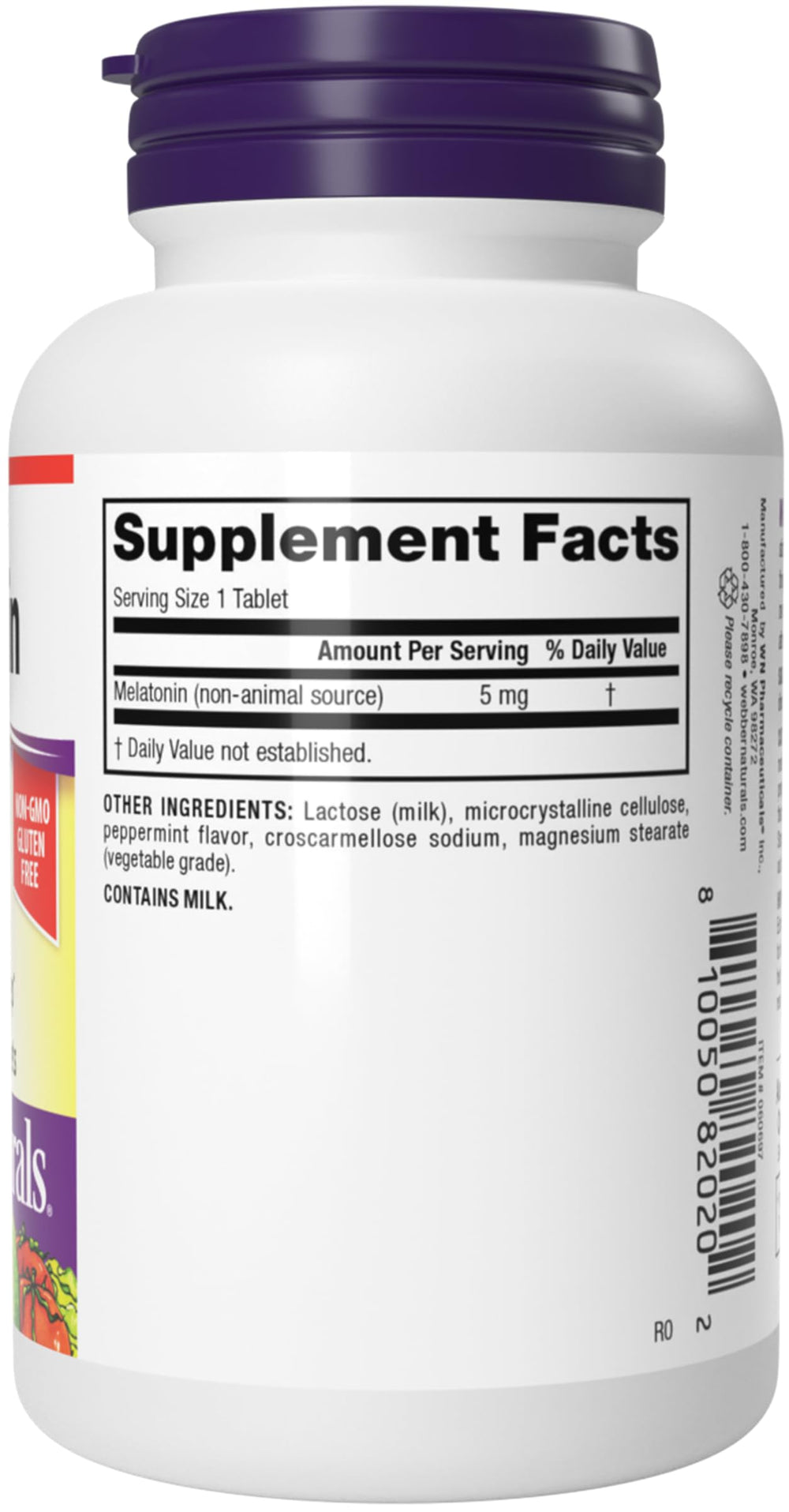 Close-up of extra-strength melatonin 5 mg tablet