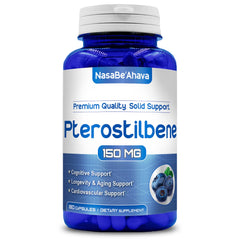 Bottle of Extra Strength Pterostilbene 150mg vegan capsules